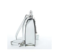 Susu Convertible Leather Backpack Purse White Crossbody Bag with Embellishments and Top Handble Women's Handbag