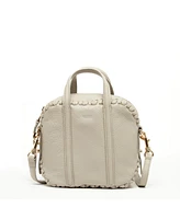 Susu Grayish Beige Leather Crossbody Bag – Medium Size Women s Handbag with Top Handle and Adjustable Strap