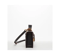 Susu Black Purse Leather Small Crossbody Bag Cute Women's Handbag with Top Handle and Adjustable Strap