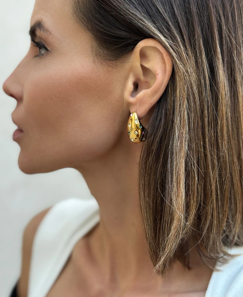 Adornia Gold Multicolor Crystal Teardrop Earrings