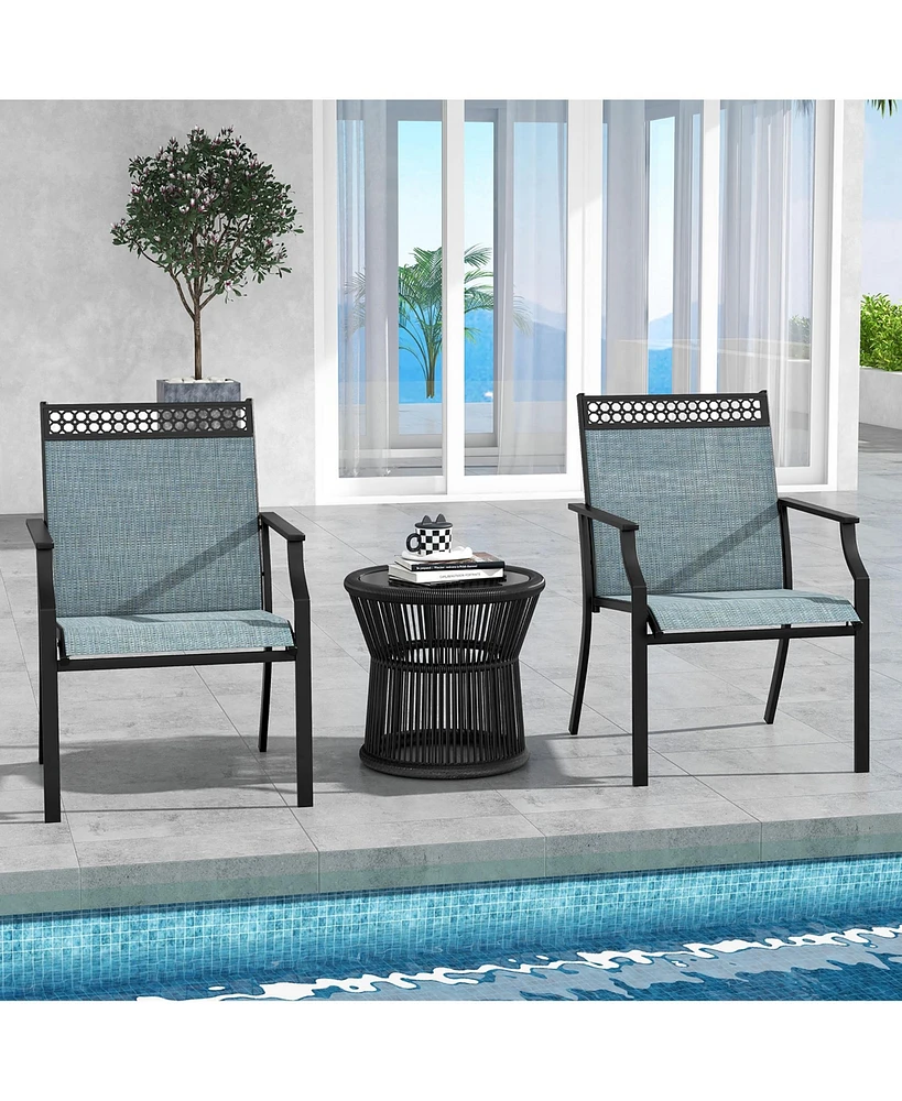 Gymax Patio Dining Chairs Set of 4 All Weather Outdoor Chairs w/ High Back & Armrests
