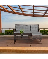Slickblue Modular 3-Piece Patio Sectional Sofa Set with Thick Cushions – Ideal for Backyard or Porch Lounging
