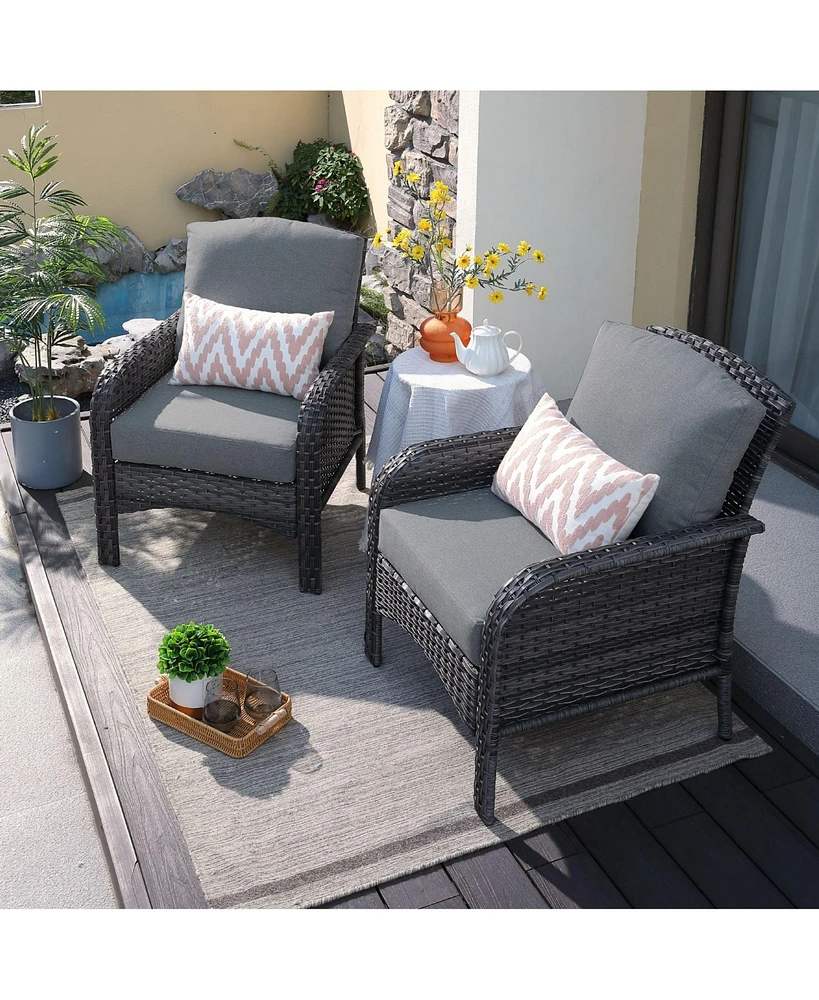 Xizzi 2 Pieces Patio Fruniture Set,Outdoor Wicker Chairs,Artificially Woven Rattan Chairs with Armrest Support Thickened Comfortable Cushion