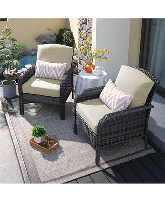 Xizzi 2 Pieces Patio Fruniture Set,Outdoor Wicker Chairs,Artificially Woven Rattan Chairs with Armrest Support Thickened Comfortable Cushion