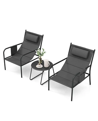3-Piece Outdoor Bistro Set Patio Chairs and Coffee Table for Balcony, Garden, or Deck