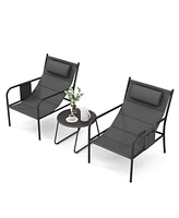 3-Piece Outdoor Bistro Set Patio Chairs and Coffee Table for Balcony, Garden, or Deck