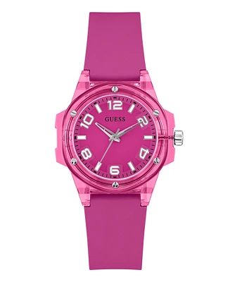 Guess Women's Analog Pink Silicone Watch, 34mm