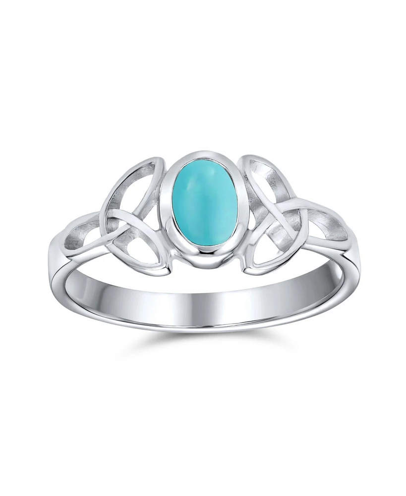 Bling Jewelry Delicate Oval Natural Stone Bff Sorority Sister Promise Trinity Celtic Knot Triquetra Ring Thin Band .925 Sterling Silver Rings