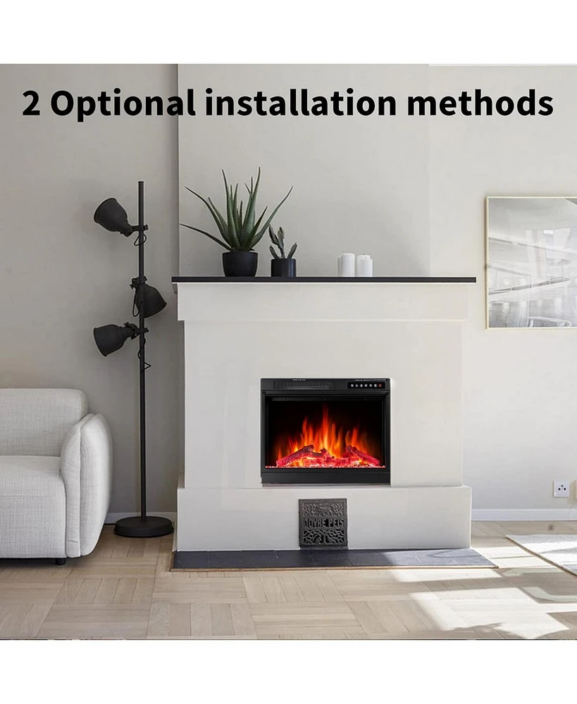 Kismile Electric 20" Fireplace Wooden Surround Firebox Free Standing, Adjustable Led Flame, 750-1500W