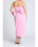Eloquii Women's Pleated Bodice Bow Detail Dress