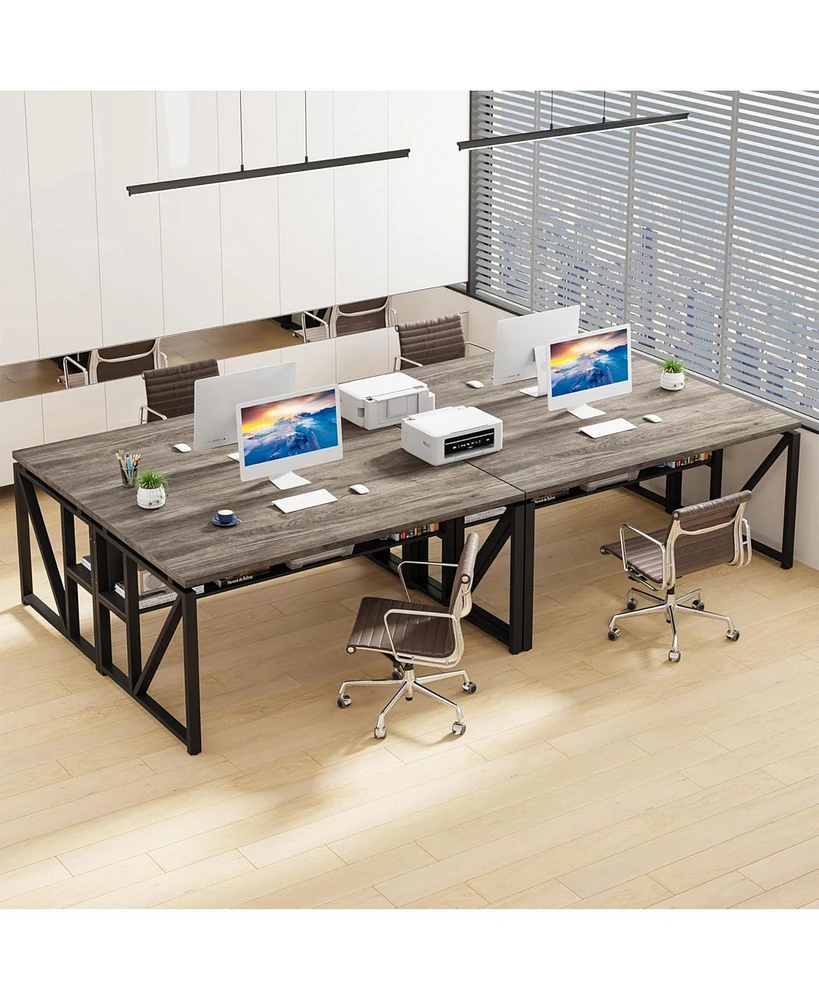 Tribesigns Computer Desk with Bottom Storage Shelf, Home Office Desk Writing Table for Workstation (Dark Oak, 55 inches )