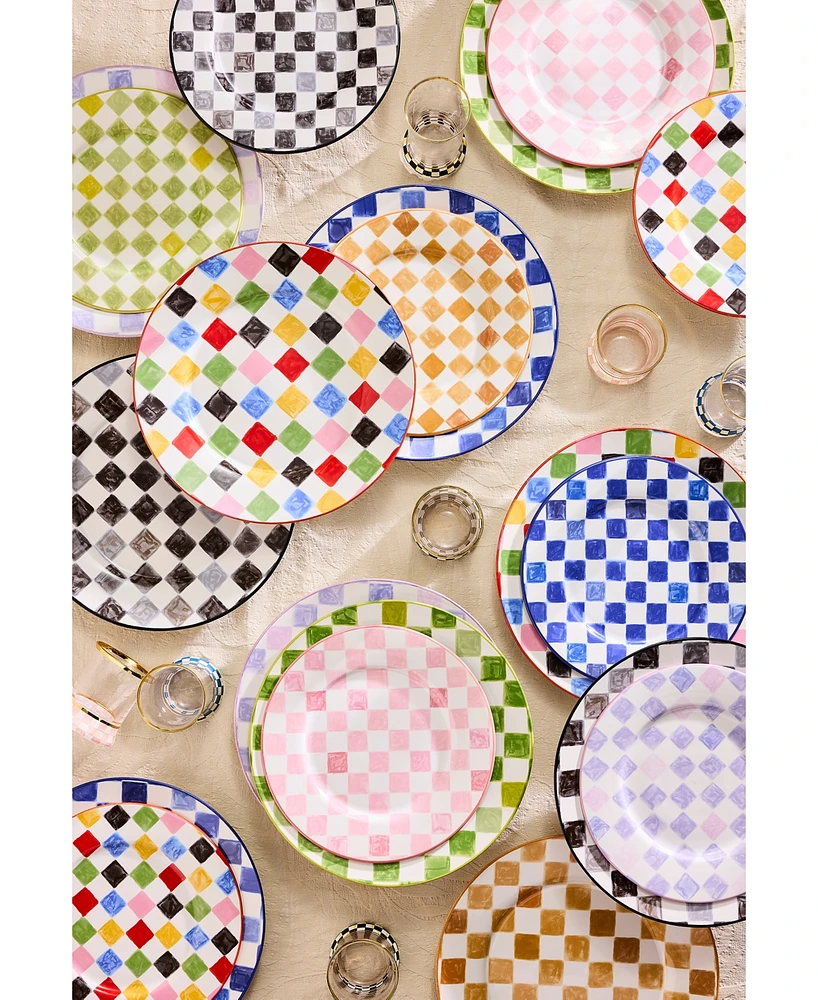 Mackenzie-Childs Lilac Check Dinner Plate