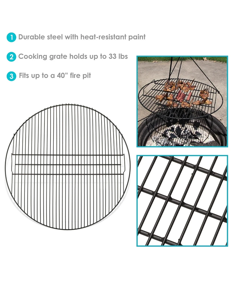 Outdoor Camping or Backyard Heavy-Duty Steel Round Fire Pit Cooking Rack Grill Grate - 40"