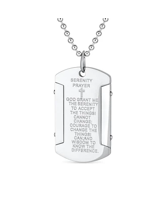 Bling Jewelry Inspirational Mantra Military Style Serenity Prayer Dog Tag Necklace