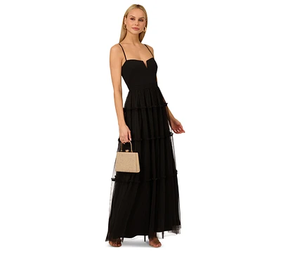 Adrianna Women's Ruffle Tiered Mesh Sleeveless Gown