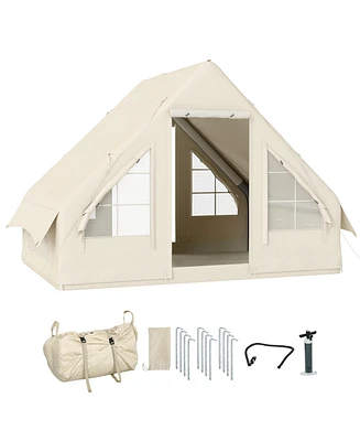 Outsunny Inflatable Camping Tent with Hand Pump, 4 Season for 4-6 People