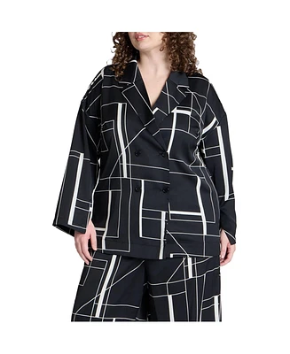 Eloquii Women's Double Breasted Oversized Shirt