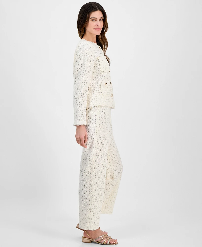 Anne Klein Women's Pull-On Embroidered Eyelet Pants