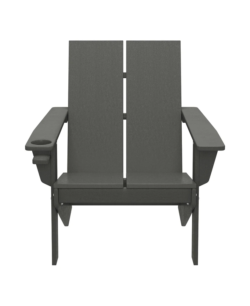 Outdoor Hdpe Modern Adirondack Chair with Cup Holder