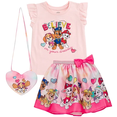 Paw Patrol Toddler Girls Tank Top Skirt and Bag 3 Piece Outfit Set