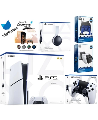 Sony Playstation 5 Slim Disc Bundle with Pulse Headset, Extra Edge Controller, Pro Gamer Kit