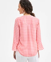 Style & Co Women's Printed Pintuck Ruffle Sleeve Top