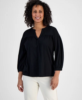 Style & Co Women's 3/4 Sleeve Split-Neck Top