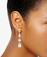 Givenchy Silver-Tone Crystal & Imitation Pearl Linear Drop Earrings
