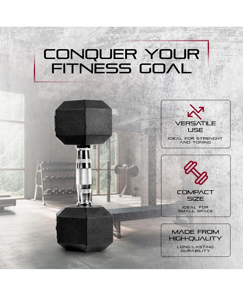 Signature Fitness Hex Dumbbells Strength Training Workout Equipment Set, 25 lbs