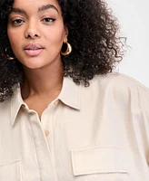 I.n.c. International Concepts Plus Size Hidden-Placket Pocket Shirt, Exclusively at Macy's