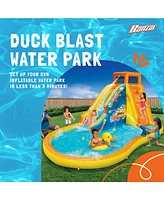 Banzai Duck Blast 14.4' L x 9.5' W x 8' H Inflatable Water Park with Waterslide and Water Cannon