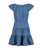 Tommy Hilfiger Toddler and Little Girls Denim Tiered Flutter Sleeve Dress