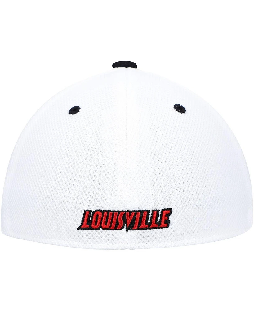 Men's adidas White, Black Louisville Cardinals On-Field Baseball Fitted Hat