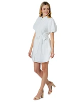 Sam Edelman Women's Eyelet Puff-Sleeve Shirtdress