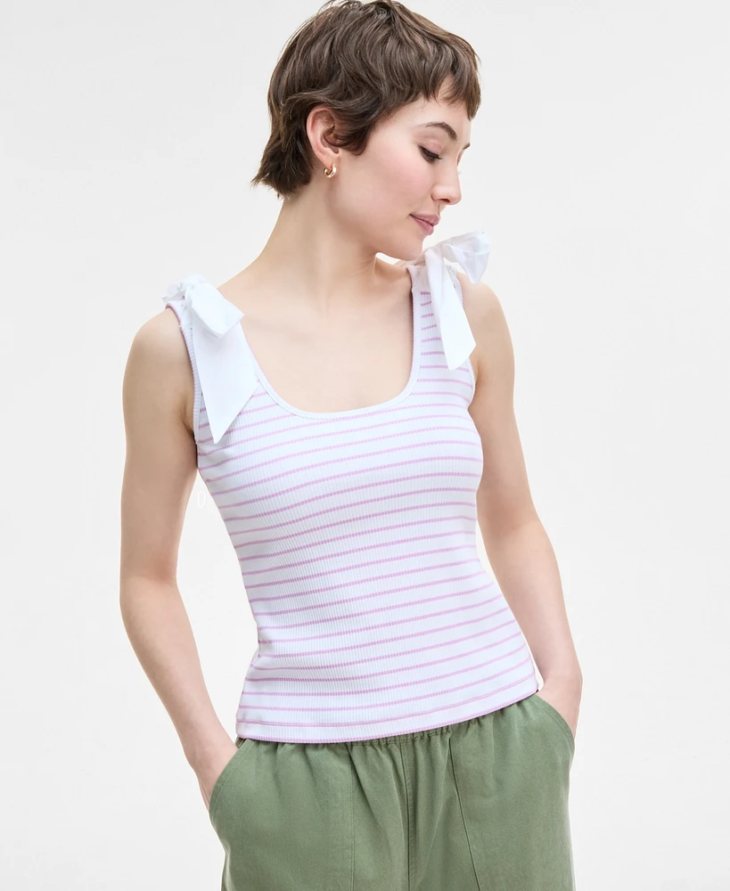 On 34th Women's Ribbed Bow-Shoulder Tank Top, Exclusively at Macy's
