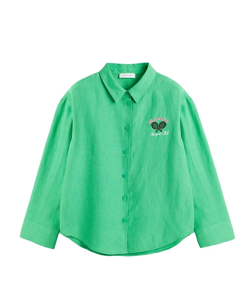Chinti & Parker Women's Linen-Cotton Peanuts Racquet Club Shirt