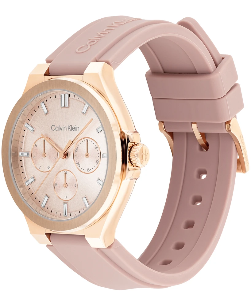 Calvin Klein Women's Vibrancy Blush Silicone Strap Watch, 38mm