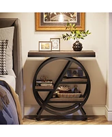 Tribesigns End Table for Living Room, 3-Tier Faux Marble Side Table with Storage, Wood Narrow Sofa Side Table with Geometric Metal Frame