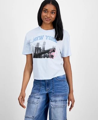 Rebellious One Juniors' New York City Embroidered Graphic T-Shirt