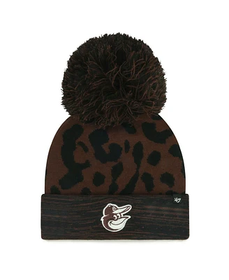 '47 Brand Women's Brown Baltimore Orioles Rosette Cuffed with Pom Knit Hat
