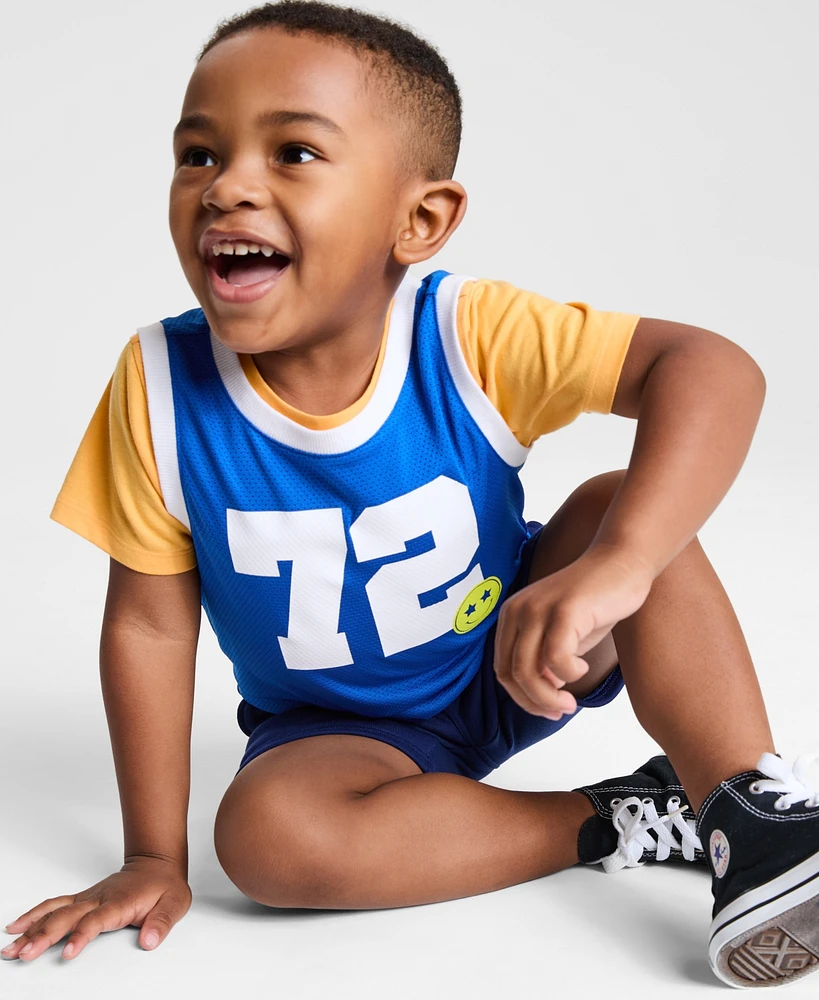 Epic Threads Toddler Boys 2T-4T Mesh Tank Top, T-Shirt & Shorts, 3 Piece Set, Exclusively at Macy's