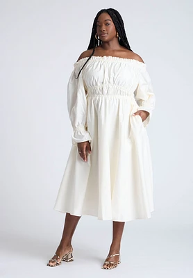 Eloquii Women's Off The Shoulder Ruffle Maxi Dress