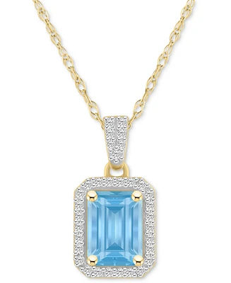 Lab Created Ruby (2 ct. t.w.) & White Sapphire (1/5 Rectangle Pendant Necklace 10k Yellow Gold