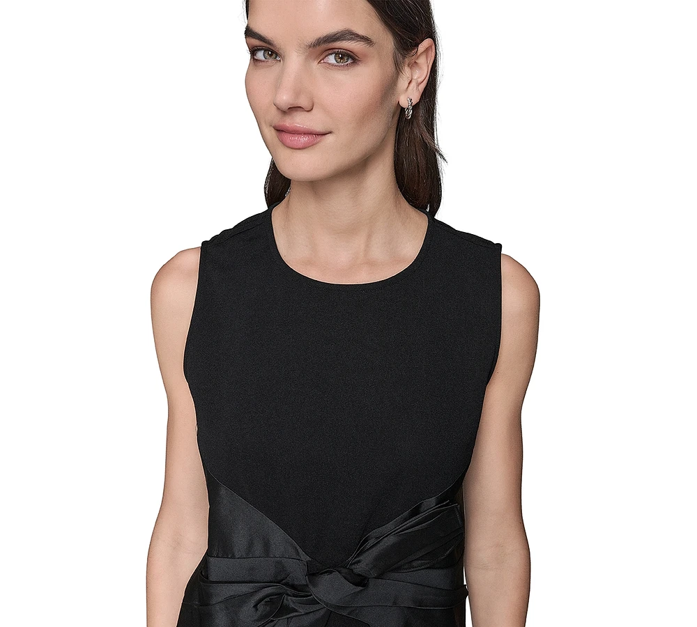 Karl Lagerfeld Paris Women's Sleeveless Satin Bow Top