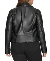 Levi's Plus Size Faux-Leather Asymmetrical-Zipper Moto Jacket