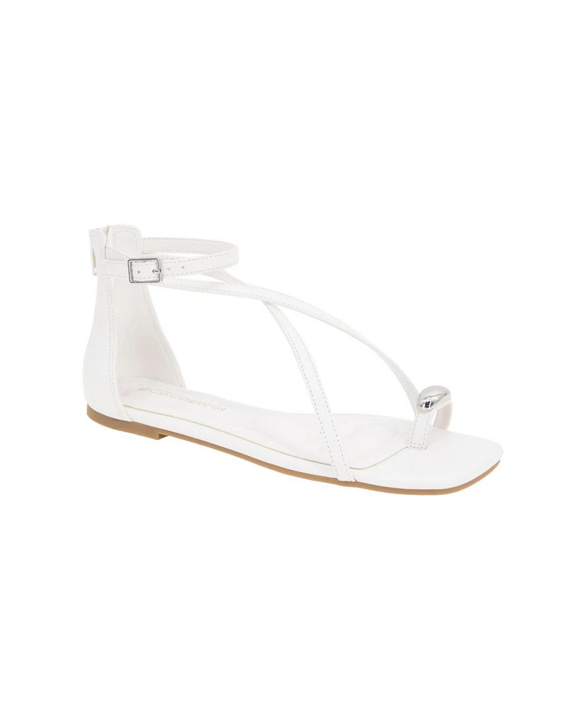 BCBGeneration Women's Kline Crisscross Toe Ring Flat Sandals