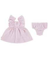 Huggies Baby Girls Ruffled-Sleeve Jersey Dress & Bloomer Set