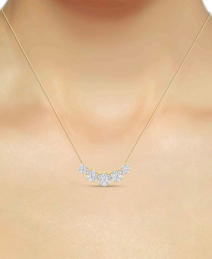 Forever Grown Diamonds Lab Diamond Five Cluster 18" Necklace (2 ct. t.w.) Sterling Silver or 14k Gold-Plated