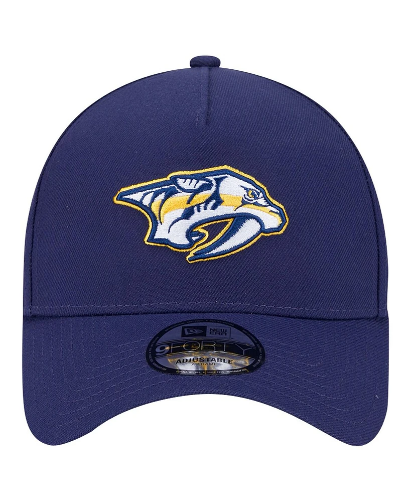 New Era Men's Navy Nashville Predators Core A-Frame 9FORTY Adjustable Hat