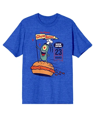 SpongeBob SquarePants Men's Plankton The Original Chum Bucket Royal Heather Short Sleeve Tee-3XL